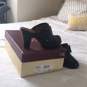 Soffit Black Clogs, Size 9, 3” Heel, Worn 1x